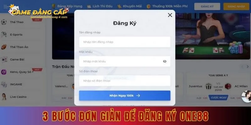 3 bước đơn giản để đăng ký one88