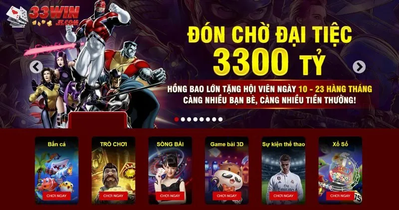 Nhà cái cá cược uy tín 33win tặng thưởng hấp dẫn